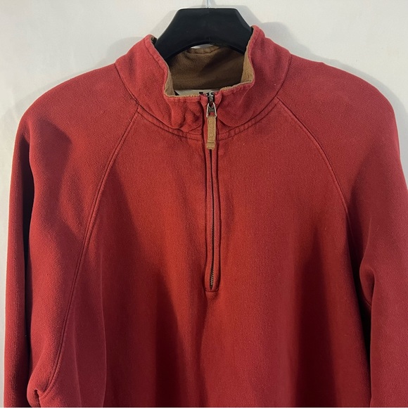 Woolrich Pullover Sweatshirt Mens L Large Cotton 1/4 Zip Mock Neck Red Pocket - Picture 2 of 6